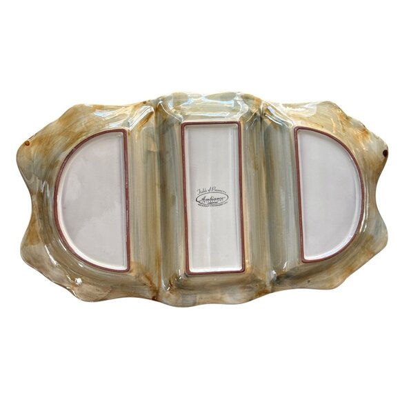 Red Poppy Fields of Provence Ambiance Large 3 Section Serving Platter Plate READ - Picture 2 of 4